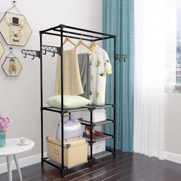 Aplusliving-Clothes Rack Steel and Non-woven Fabric 87x44x158 cm Black