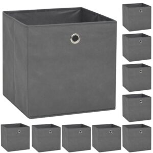 Aplusliving-Storage Boxes 10 pcs Non-woven Fabric 32x32x32 cm Grey