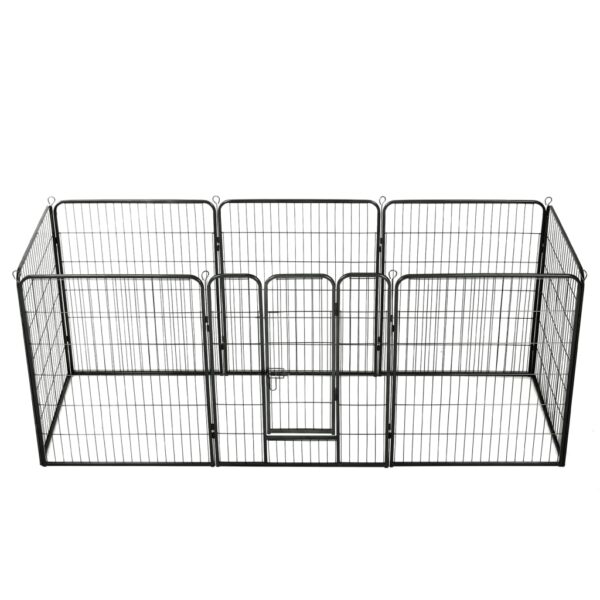 Aplusliving-Dog Playpen 8 Panels Steel 80x100 cm Black