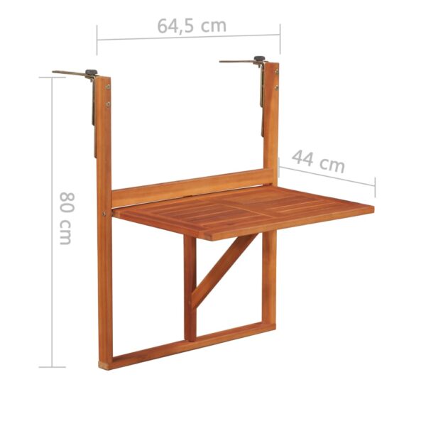 Aplusliving-Hanging Balcony Table 64.5x44x80 cm Solid Acacia Wood