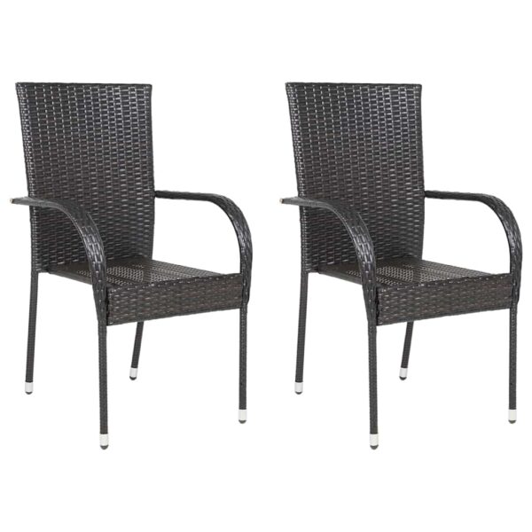 Aplusliving-Stackable Outdoor Chairs 2 pcs Poly Rattan Brown