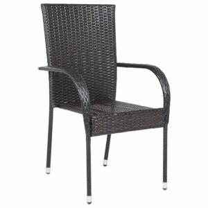 Aplusliving-Stackable Outdoor Chairs 2 pcs Poly Rattan Brown