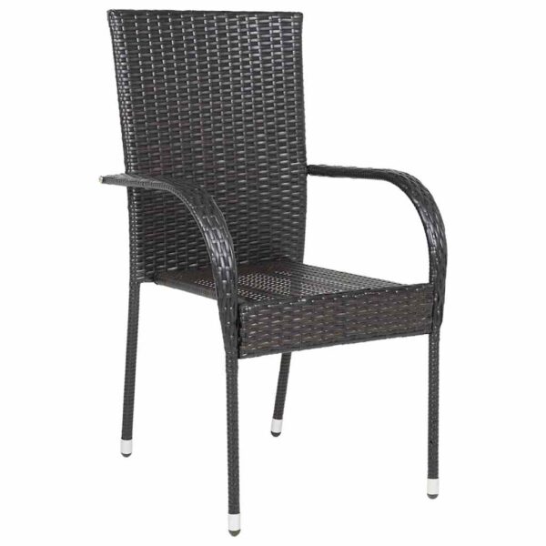 Aplusliving-Stackable Outdoor Chairs 2 pcs Poly Rattan Brown