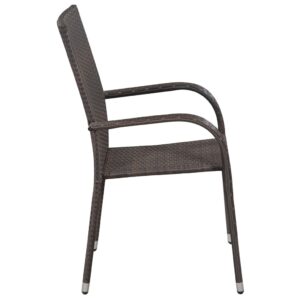 Aplusliving-Stackable Outdoor Chairs 2 pcs Poly Rattan Brown