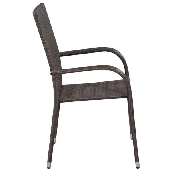 Aplusliving-Stackable Outdoor Chairs 2 pcs Poly Rattan Brown