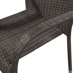Aplusliving-Stackable Outdoor Chairs 2 pcs Poly Rattan Brown