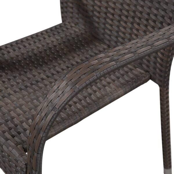 Aplusliving-Stackable Outdoor Chairs 2 pcs Poly Rattan Brown