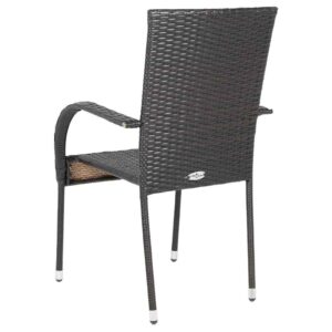 Aplusliving-Stackable Outdoor Chairs 2 pcs Poly Rattan Brown