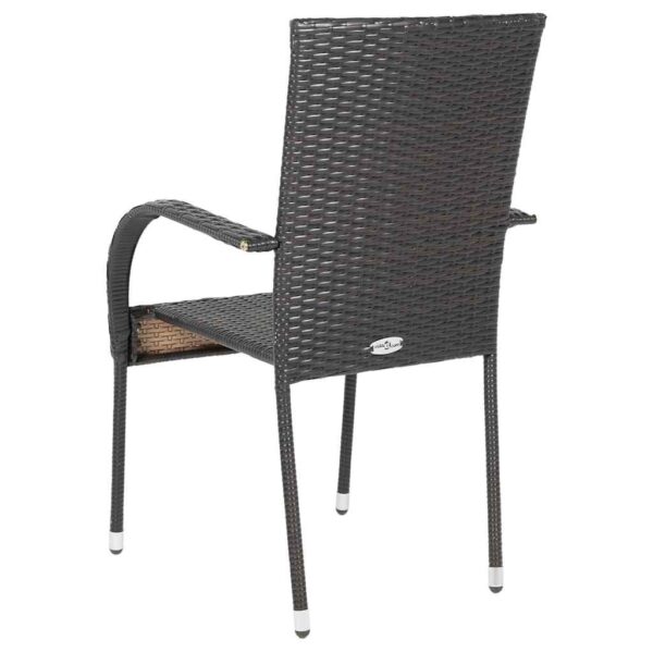 Aplusliving-Stackable Outdoor Chairs 2 pcs Poly Rattan Brown