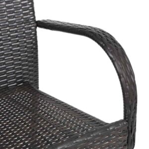 Aplusliving-Stackable Outdoor Chairs 2 pcs Poly Rattan Brown
