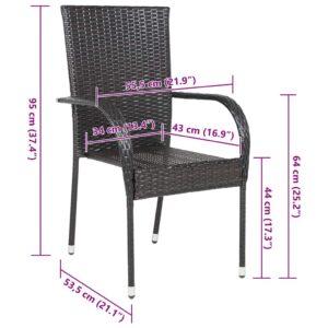 Aplusliving-Stackable Outdoor Chairs 2 pcs Poly Rattan Brown