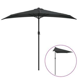 Aplusliving-Garden Parasol with Aluminium Pole Anthracite 270x144 cm Half