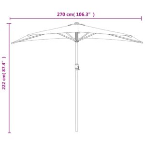 Aplusliving-Garden Parasol with Aluminium Pole Anthracite 270x144 cm Half