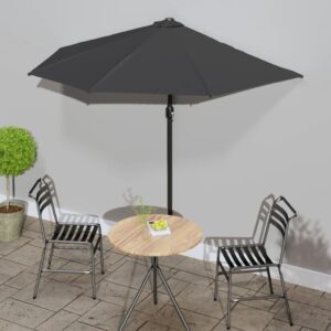 Aplusliving-Garden Parasol with Aluminium Pole Anthracite 270x144 cm Half