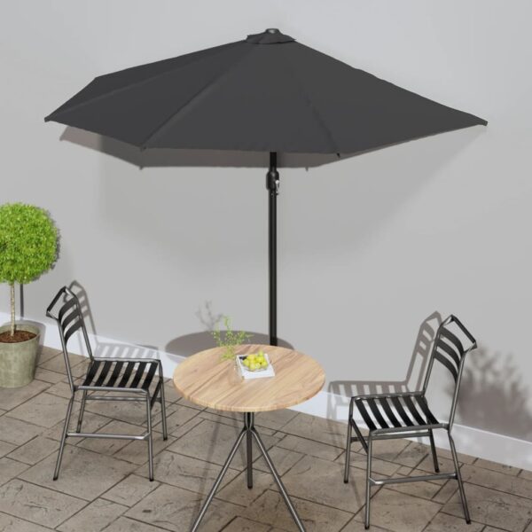 Aplusliving-Garden Parasol with Aluminium Pole Anthracite 270x144 cm Half