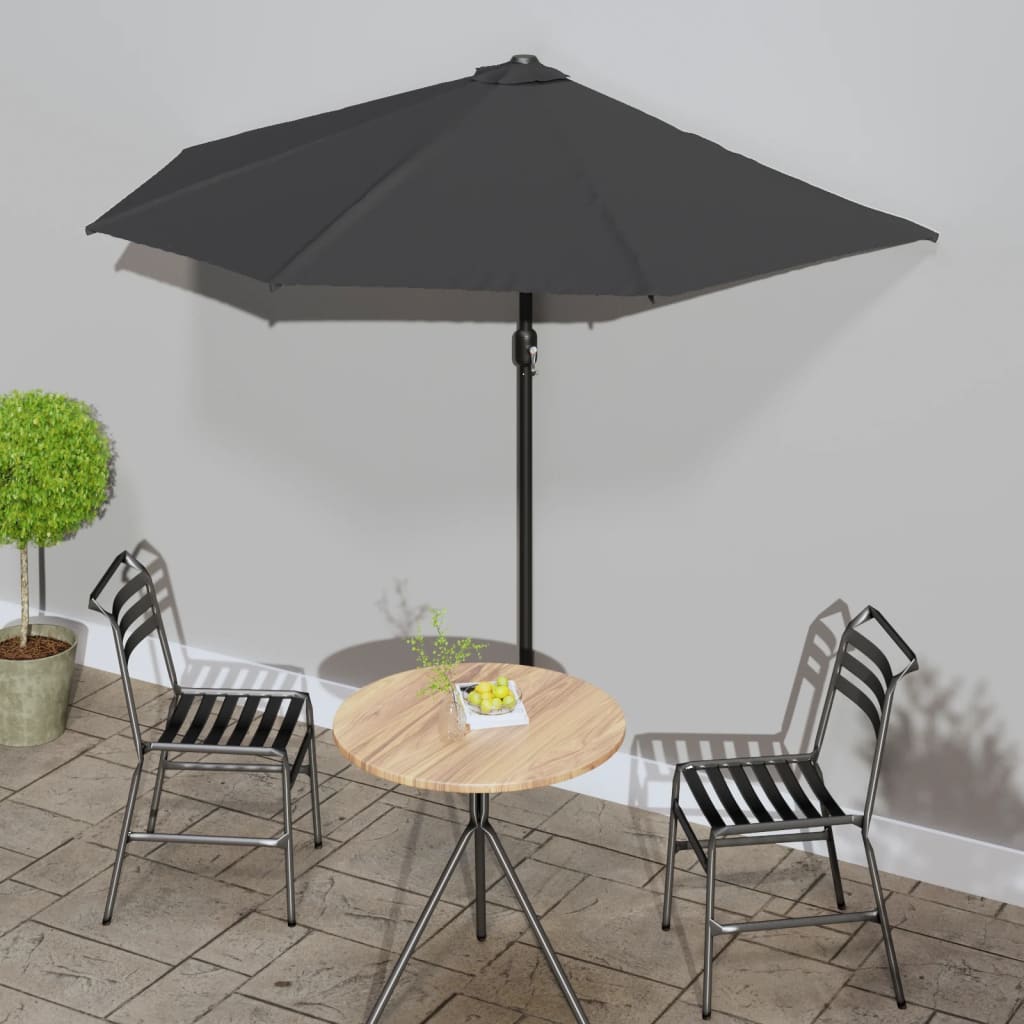 Aplusliving-Garden Parasol with Aluminium Pole Anthracite 270x144 cm Half