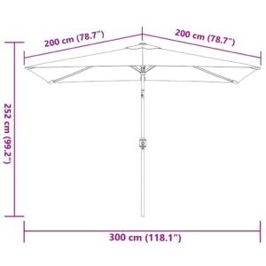 Aplusliving-Garden Parasol with Metal Pole 300x200 cm Anthracite