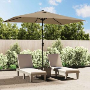 Aplusliving-Garden Parasol with Metal Pole 300x200 cm Taupe