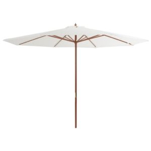 Aplusliving-Garden Parasol with Wooden Pole 350 cm Sand White