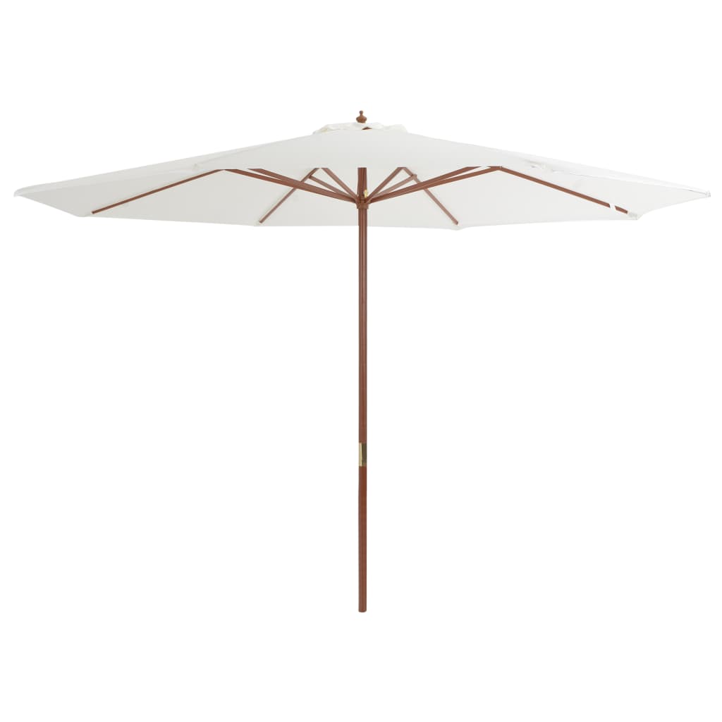 Aplusliving-Garden Parasol with Wooden Pole 350 cm Sand White