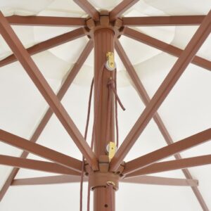 Aplusliving-Garden Parasol with Wooden Pole 350 cm Sand White