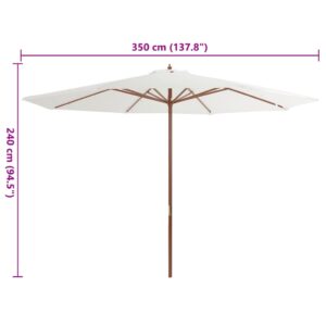 Aplusliving-Garden Parasol with Wooden Pole 350 cm Sand White