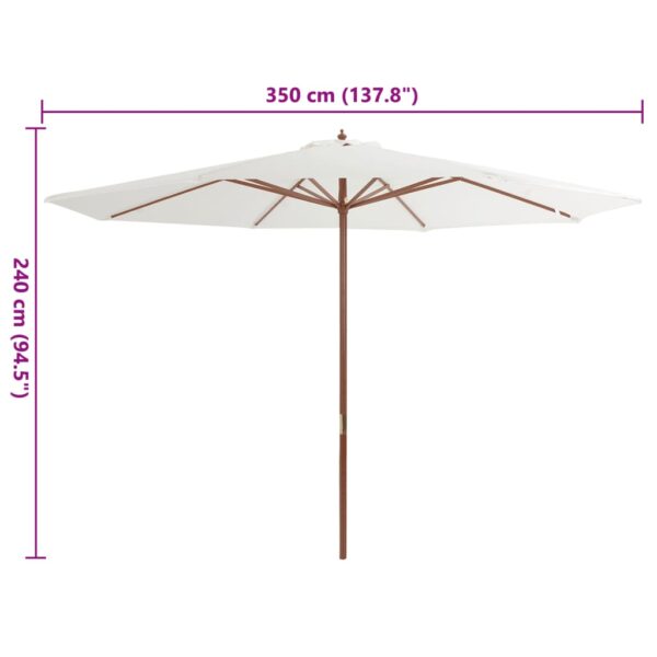 Aplusliving-Garden Parasol with Wooden Pole 350 cm Sand White