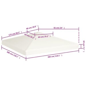 Aplusliving-Gazebo Top Cover 310 g/m² 3x3 m Cream White