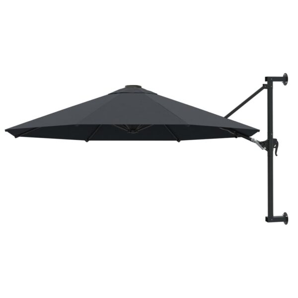 Aplusliving-Wall-Mounted Garden Parasol with Metal Pole 300 cm Anthracite