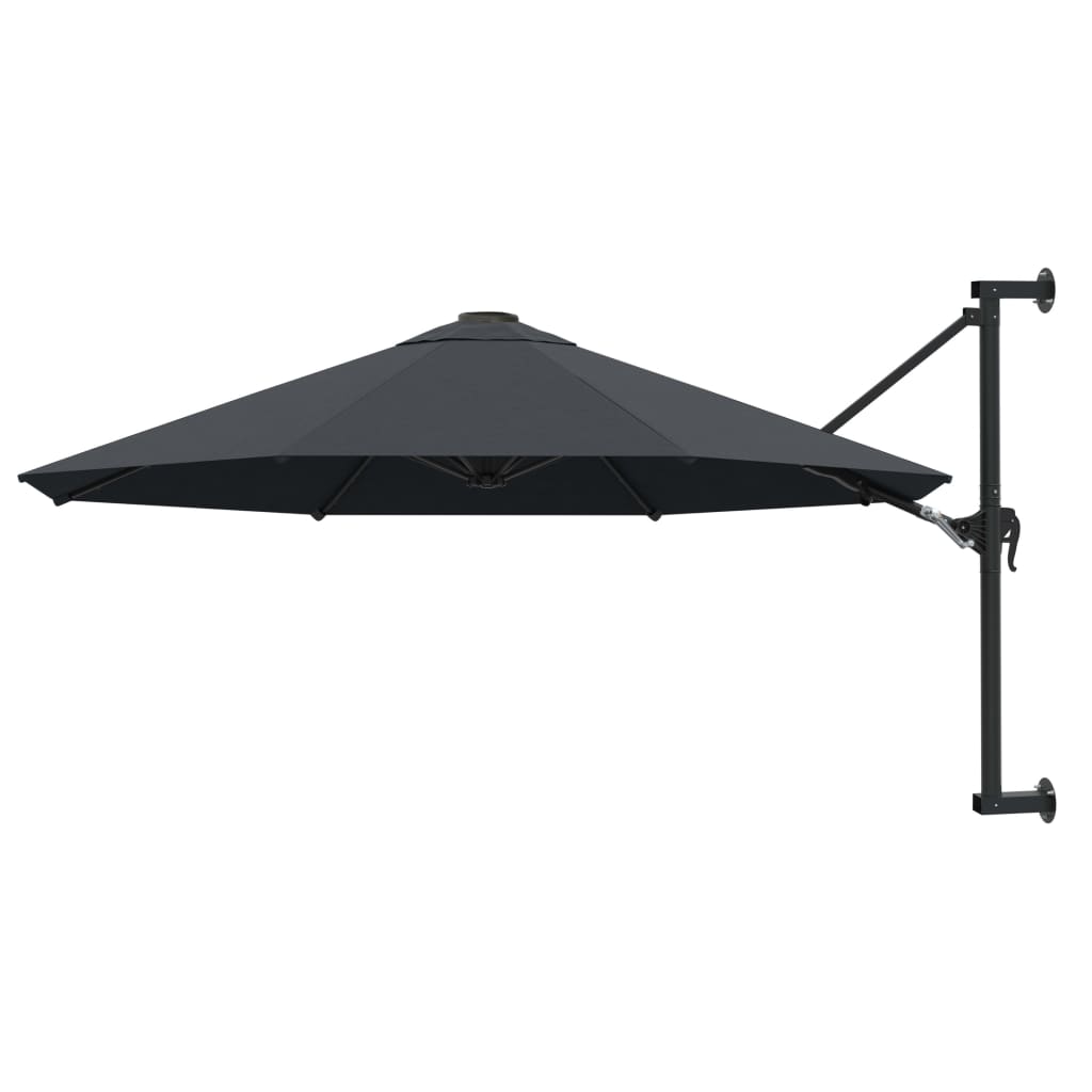Aplusliving-Wall-Mounted Garden Parasol with Metal Pole 300 cm Anthracite