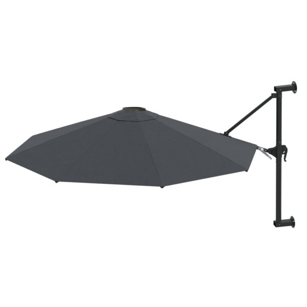 Aplusliving-Wall-Mounted Garden Parasol with Metal Pole 300 cm Anthracite
