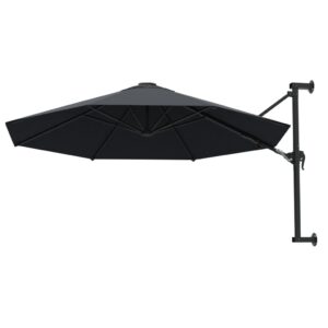 Aplusliving-Wall-Mounted Garden Parasol with Metal Pole 300 cm Anthracite