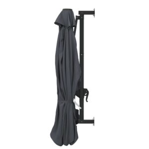 Aplusliving-Wall-Mounted Garden Parasol with Metal Pole 300 cm Anthracite