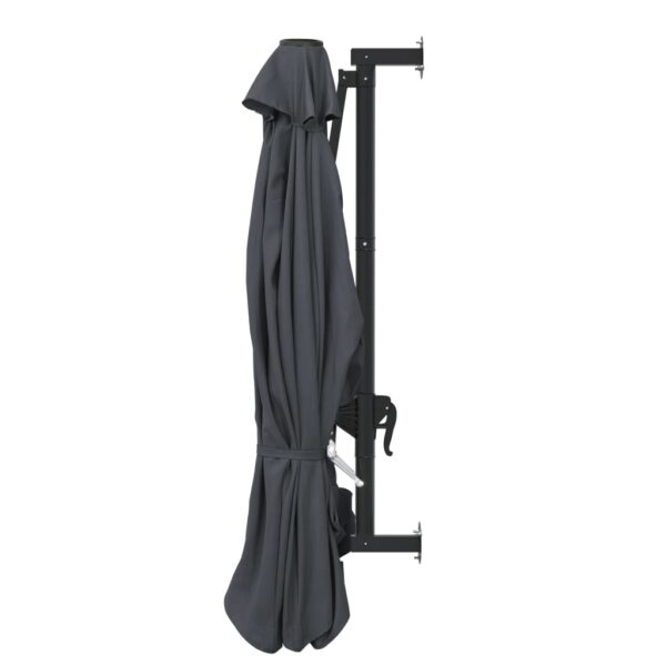 Aplusliving-Wall-Mounted Garden Parasol with Metal Pole 300 cm Anthracite