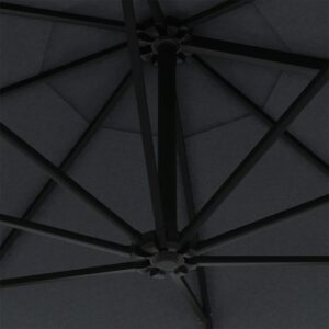Aplusliving-Wall-Mounted Garden Parasol with Metal Pole 300 cm Anthracite
