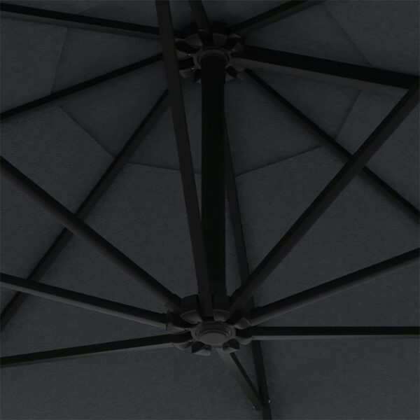 Aplusliving-Wall-Mounted Garden Parasol with Metal Pole 300 cm Anthracite