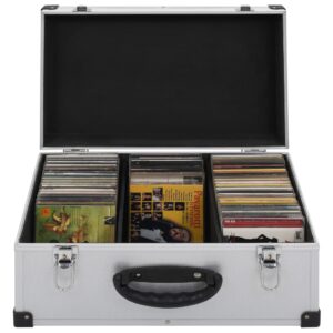 Aplusliving-CD Case for 60 CDs Aluminium ABS Silver