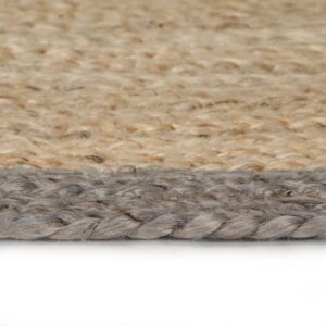 Aplusliving-Handmade Rug Jute with Grey Border 120 cm