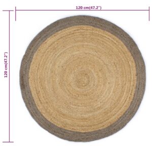 Aplusliving-Handmade Rug Jute with Grey Border 120 cm