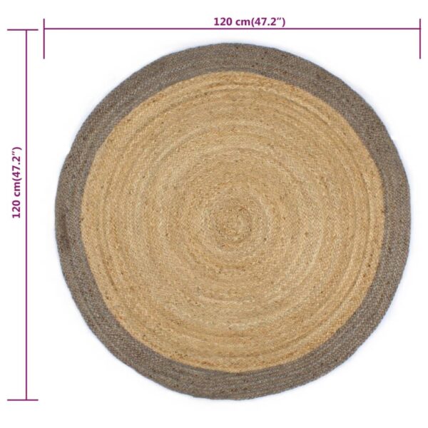 Aplusliving-Handmade Rug Jute with Grey Border 120 cm