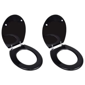 Aplusliving-Toilet Seats with Lids 2 pcs MDF Black