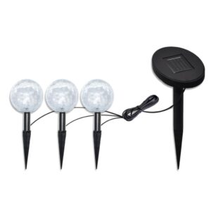 Aplusliving-Solar Bowl 3 LED Garden Lights with Spike Anchors & Solar Panel