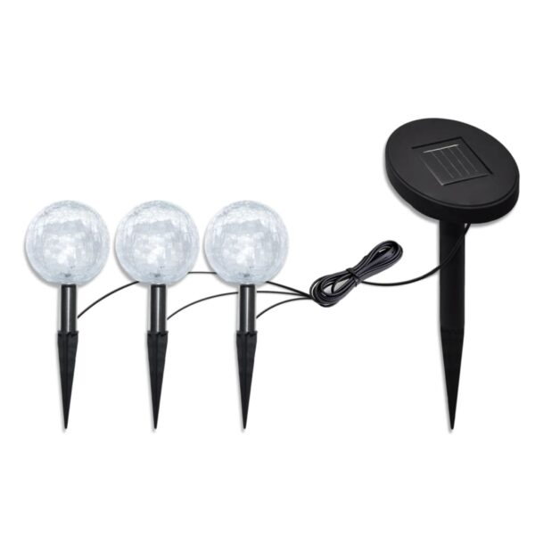 Aplusliving-Solar Bowl 3 LED Garden Lights with Spike Anchors & Solar Panel