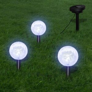 Aplusliving-Solar Bowl 3 LED Garden Lights with Spike Anchors & Solar Panel