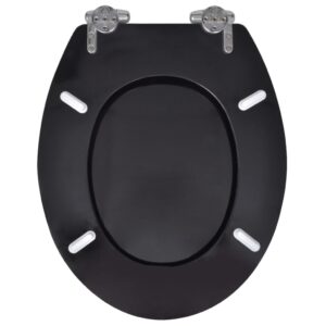 Aplusliving-Toilet Seats with Soft Close Lids MDF Black