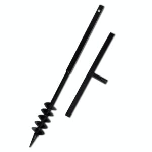 Aplusliving-Ground Drill with Handle Auger Bit 80 mm Double Spirals Steel Black