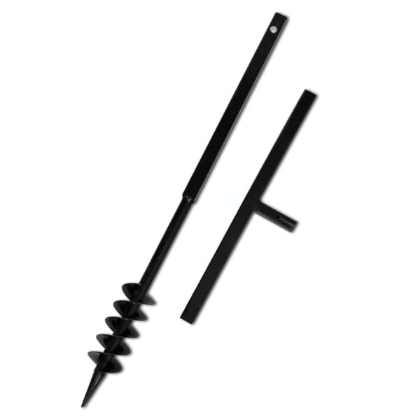 Aplusliving-Ground Drill with Handle Auger Bit 80 mm Double Spirals Steel Black