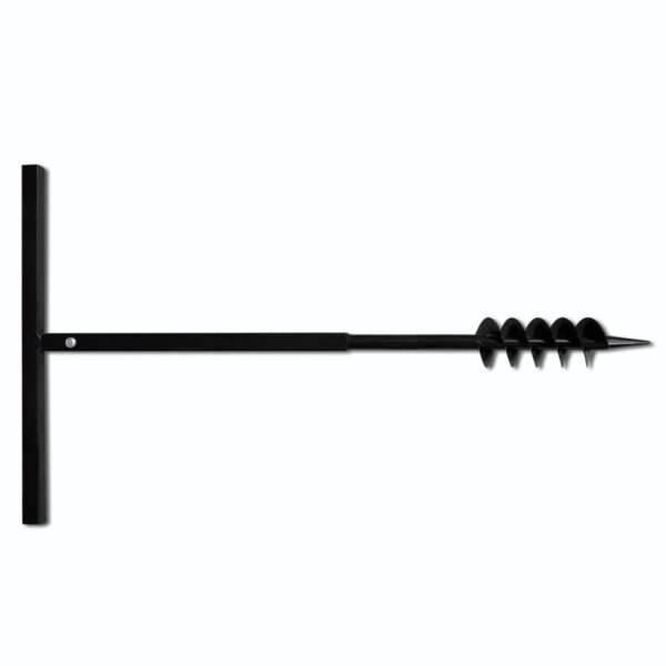 Aplusliving-Ground Drill with Handle Auger Bit 80 mm Double Spirals Steel Black