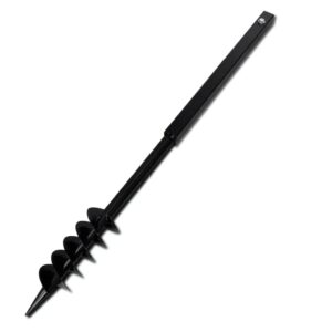 Aplusliving-Ground Drill with Handle Auger Bit 80 mm Double Spirals Steel Black