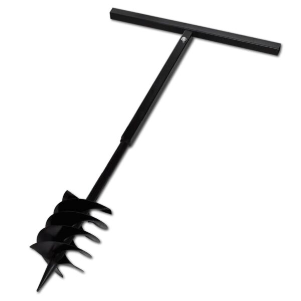 Aplusliving-Ground Drill with Handle Auger Bit 180mm 3 Spirals Steel Black